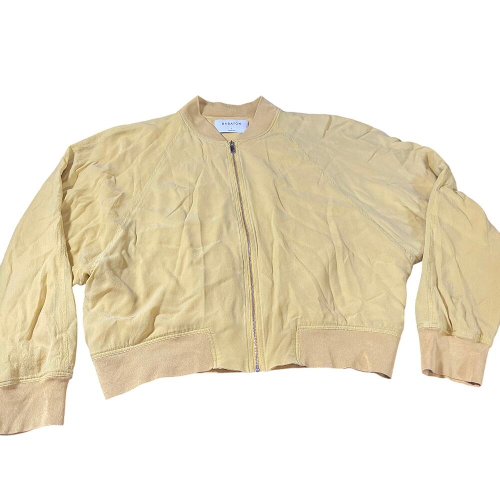 Aritzia Babaton Gilroy Blouson Bomber Jacket in Yellow/Golden Zip Up - Large
